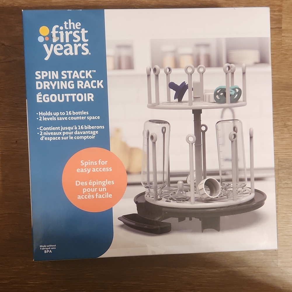 The First Years Spin Stack Drying Rack - White and Gray